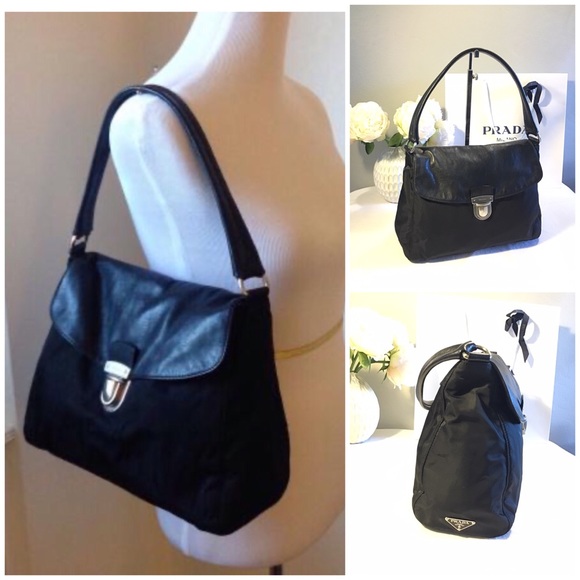 prada black tessuto shoulder bag